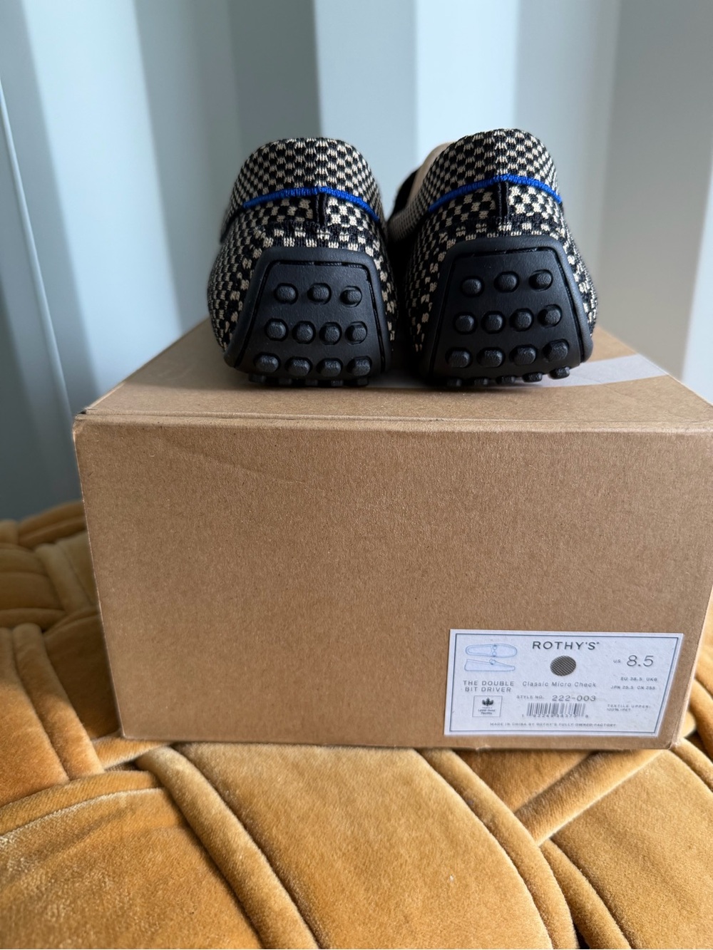 NIB Rothy’s Double Bit Driver Classic Micro Check Loafers 8.5 - Picture 8 of 8